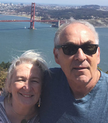 Matthew and Cornelia Barr with the Golden Gate Bridge in the back